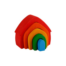 Colorful Wooden Building Educational Blocks Kids Construction Rainbow Building Block Toys